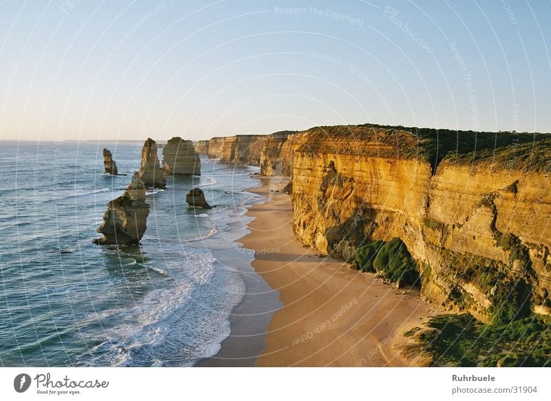 Twelve Apostels Meer Küste Klippe Sonnenuntergang Australien Felsen Natur