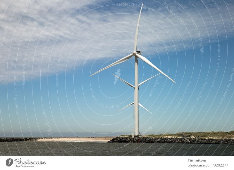 Windpark (2) Ferien & Urlaub & Reisen Energiewirtschaft Windkraftanlage Umwelt Natur Urelemente Sand Luft Wasser Himmel Wolken Schönes Wetter Strand Nordsee