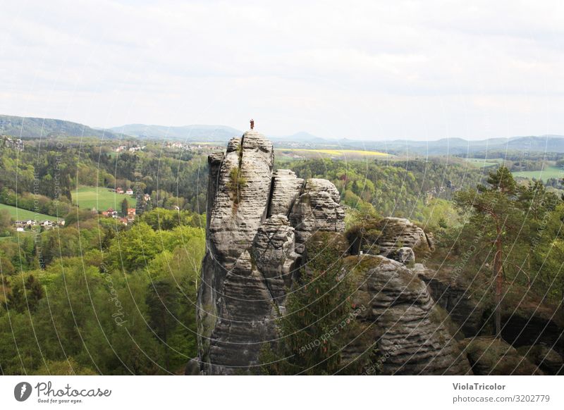 Bastei, Sächsische Schweiz, Mönch Erholung Ferien & Urlaub & Reisen Tourismus Ausflug Ferne Freiheit Berge u. Gebirge wandern Natur Landschaft Himmel Frühling