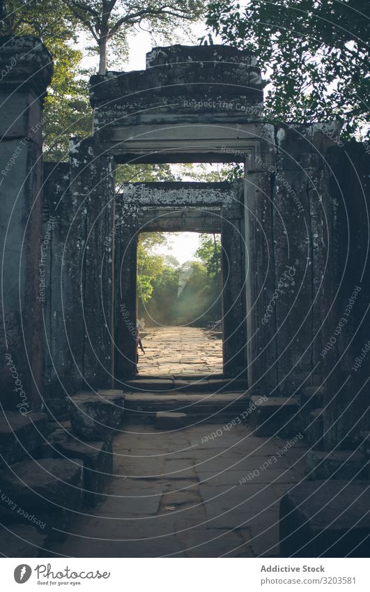 Alte Steintore im Garten Tor antik Tempel Ferien & Urlaub & Reisen Thailand Architektur alt Kultur Bogen Hauseingang Antiquität Tradition historisch Frieden