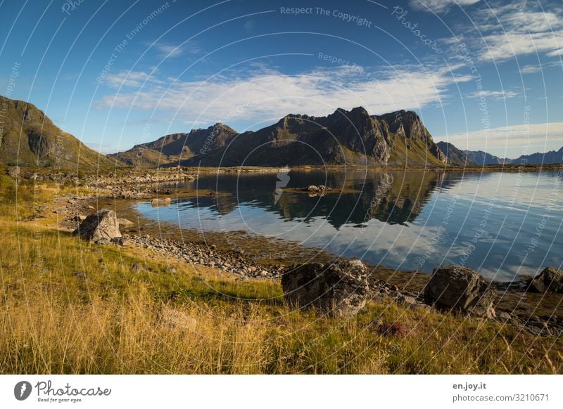 Küstenstraße Ferien & Urlaub & Reisen Ausflug Ferne Umwelt Natur Landschaft Himmel Sonnenlicht Herbst Schönes Wetter Gras Felsen Berge u. Gebirge Bucht Meer