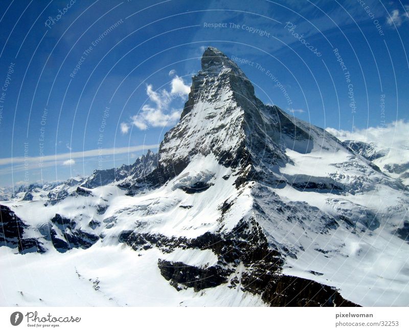 matterhorn Stein Berge u. Gebirge Schnee Natur Himmel