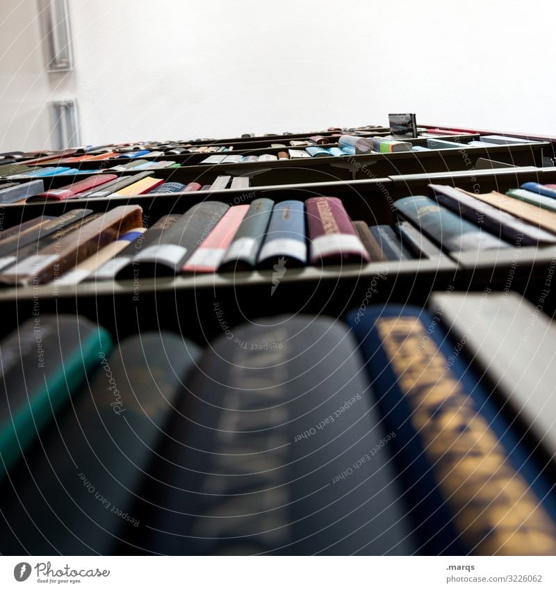 Bibliothek Froschperspektive Bildung Studium lernen Buch Ordnung Universität lesen Buchrücken viele Erwachsenenbildung Prüfung & Examen Wissen