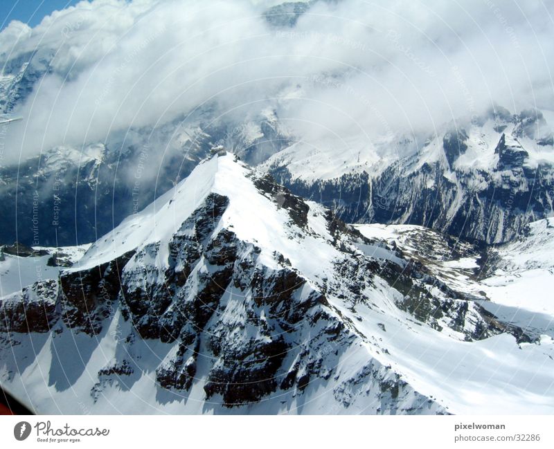 Berge Wolken Berge u. Gebirge Landschaft Wetter Stein Klettern Himmel