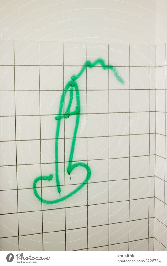 Graffiti Penis auf Toilettenwand Körper Bad Nachtleben Party Club Disco Bar Cocktailbar Schule Künstler Gemälde Jugendkultur Bahnhof Mauer Wand Verkehr Zeichen