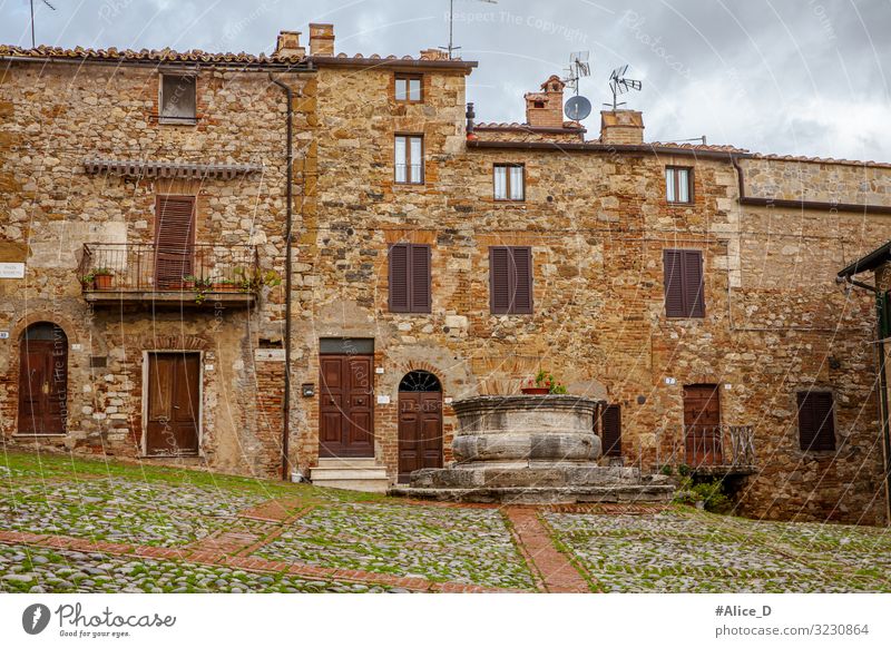 mittelalterliches Dorf Rocca d'Orcia Toskana Italien Ferien & Urlaub & Reisen Winter Wohnung Haus Europa Kleinstadt Altstadt Menschenleer Platz Gebäude