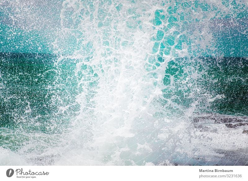 Frische pur, Wasser spritzt auf den Felsen Erholung Ferien & Urlaub & Reisen Strand Meer Insel Umwelt Natur Landschaft Unwetter Nebel Küste Bewegung Coolness