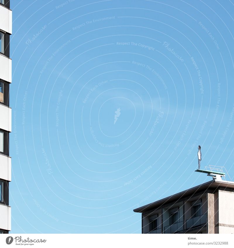 Möhrenkieker | weitsichtig Kunst Ausstellung Kunstwerk Skulptur Himmel Schönes Wetter Kassel Hochhaus Mauer Wand Fassade Dekoration & Verzierung Sprungbrett