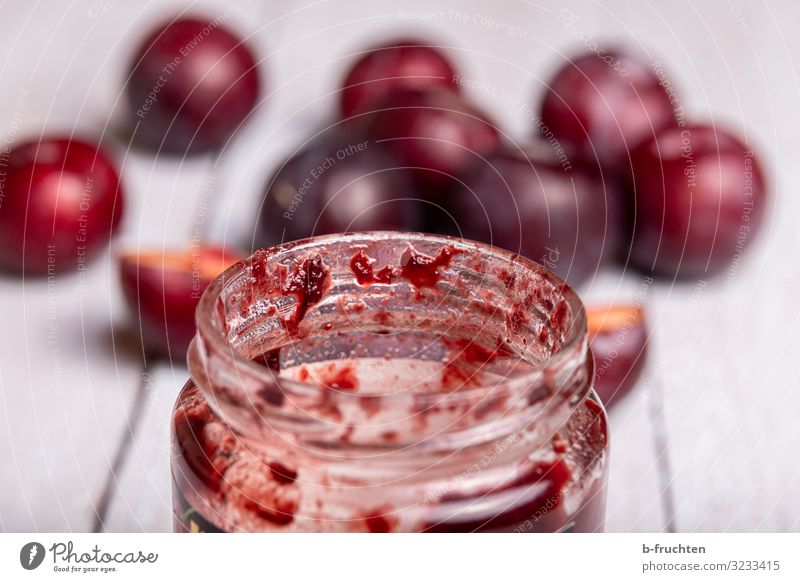 Pflaumenkonfitüre Lebensmittel Frucht Marmelade Ernährung Frühstück Büffet Brunch Glas Gesunde Ernährung Küche wählen genießen frisch Gesundheit marmeladeglas