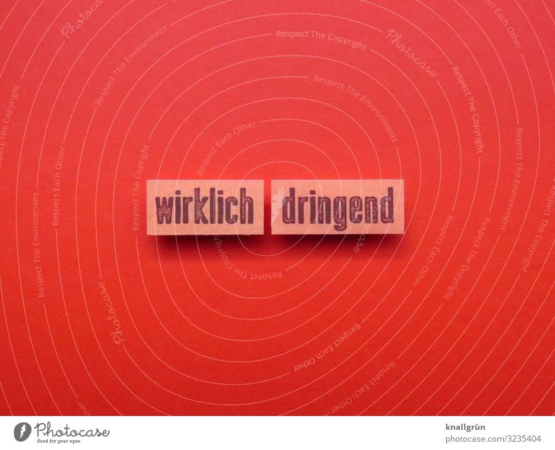 Wirklich dringend wichtig Notsituation Gefühle Druck Notlage Erwartung Stress Stimmung Buchstaben Wort Satz Letter Typographie Sprache Schriftzeichen