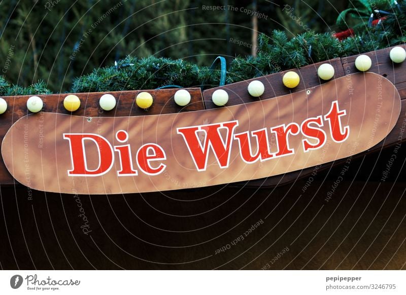 Die Wurst Lebensmittel Wurstwaren Ernährung Essen Mittagessen Fastfood Fingerfood Weihnachten & Advent Grünpflanze Mauer Wand Lampenlicht Glühbirne Zeichen