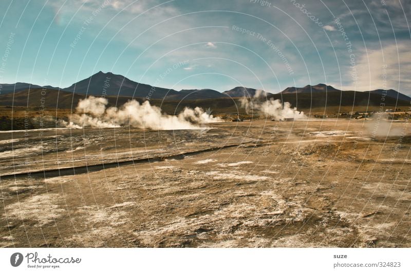 Heiße Quellen Umwelt Natur Landschaft Urelemente Erde Sand Luft Himmel Horizont Klima Hügel Berge u. Gebirge Wüste Rauch außergewöhnlich heiß trist trocken