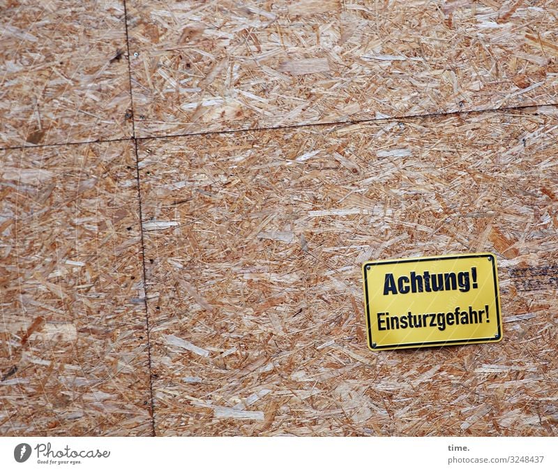 Vorwarnung für Fotograf*innen | Geschriebenes Baustelle Handwerk Bauzaun Holzfaserplatte Holzplatte Schriftzeichen Schilder & Markierungen Hinweisschild