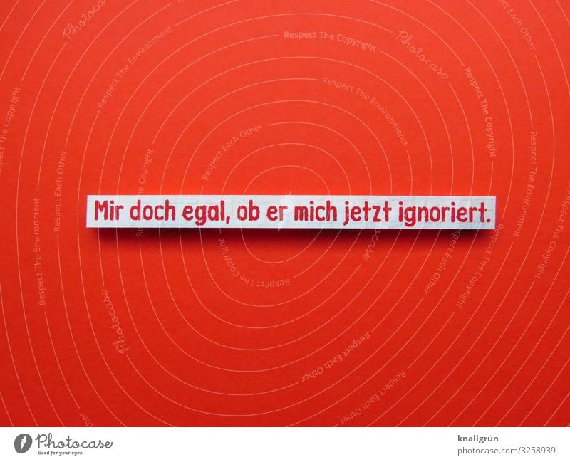 Mir doch egal, ob er mich jetzt ignoriert. Schriftzeichen Schilder & Markierungen Kommunizieren rot weiß Gefühle Stimmung selbstbewußt Coolness Kraft Mut Liebe