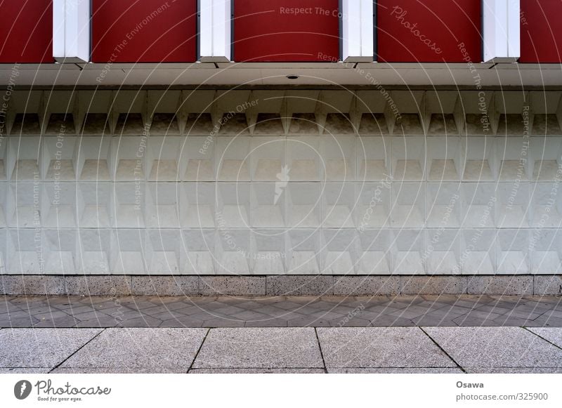 Musterstreifen Gebäude Streifen Strukturen & Formen Relief Beton Stein Fassade Pflastersteine Kopfsteinpflaster graphisch Tag weiß grau rot Berlin