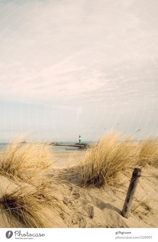 ostsee Umwelt Natur Landschaft Pflanze Urelemente Sand Wasser Himmel Wolken Küste Strand Ostsee Meer Rettung Leuchtturm Orientierung Düne Dünengras Gras Pfosten