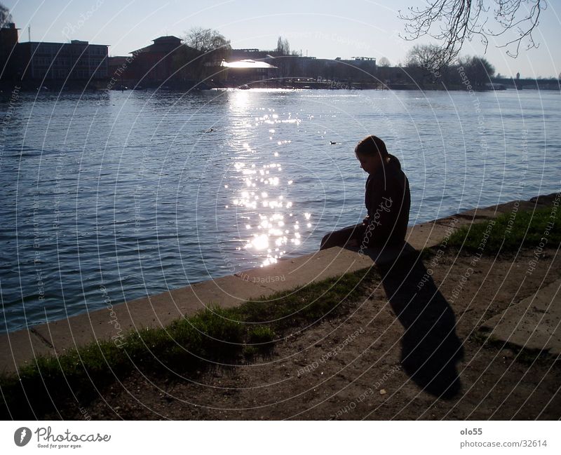 Sternzeit Sonnenuntergang Wasser glänzend Schatten Abend