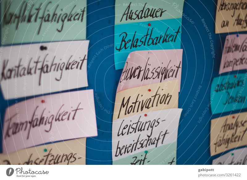 Deutsche Werte Papier Zettel Schriftzeichen Schilder & Markierungen Schutzschild mehrfarbig planen Team Teamwork Wissen Ausdauer robust Verlässlichkeit