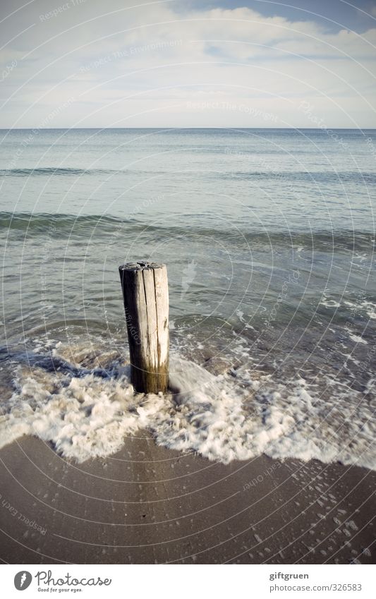 vollpfosten deluxe Umwelt Natur Landschaft Urelemente Sand Wasser Himmel Wolken Horizont Schönes Wetter Wellen Küste Strand nachhaltig Pfosten Buhne