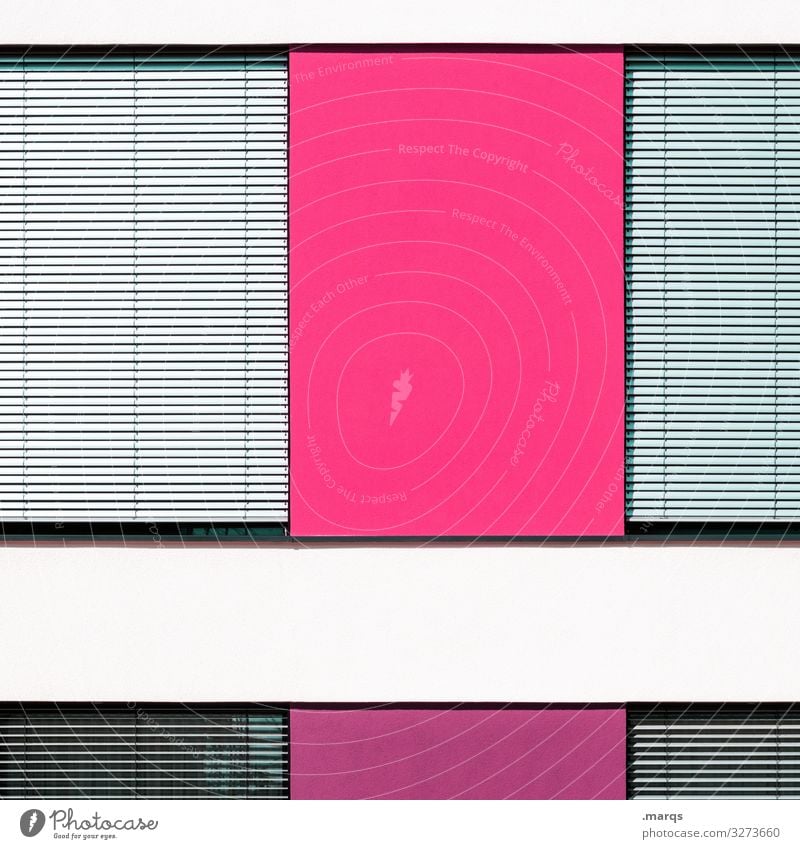 Rollladen Strukturen & Formen Linie Fenster Farbe geschlossen pink grau Fassade modern Geometrie weiß Ordnung wohnen minimalistisch