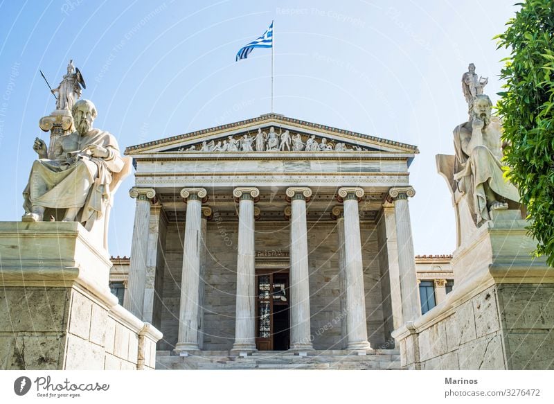 Akademie von Athen Ferien & Urlaub & Reisen Wissenschaften Studium Kunst Kultur Gebäude Architektur Fassade Griechenland forschen Klassik Statue Bildhauerei