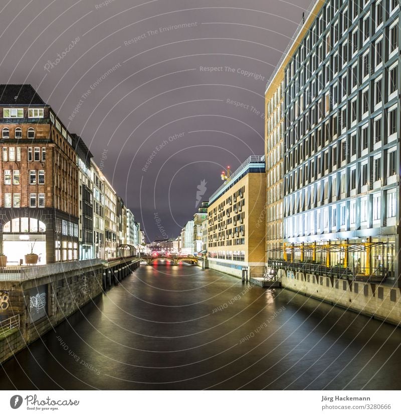 alsterfleet hamburg deutschland bei nacht Ferien & Urlaub & Reisen Sommer See Fluss Stadt Brücke Gebäude Architektur Stimmung Hamburg Alster binnenalster Kanal