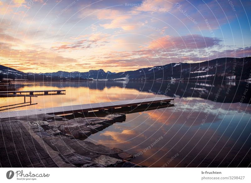 Morgenstimmung am See Erholung ruhig Meditation Ferien & Urlaub & Reisen Tourismus Winter Natur Landschaft Himmel Wolken Sonnenaufgang Sonnenuntergang