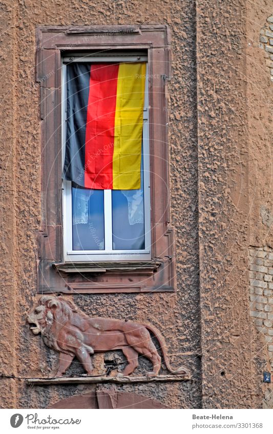 Feierstimmung 6 Fahne Deutschlandfahne Löwe Deutsche Flagge Patriotismus schwarz-rot-gold Nationalitäten u. Ethnien