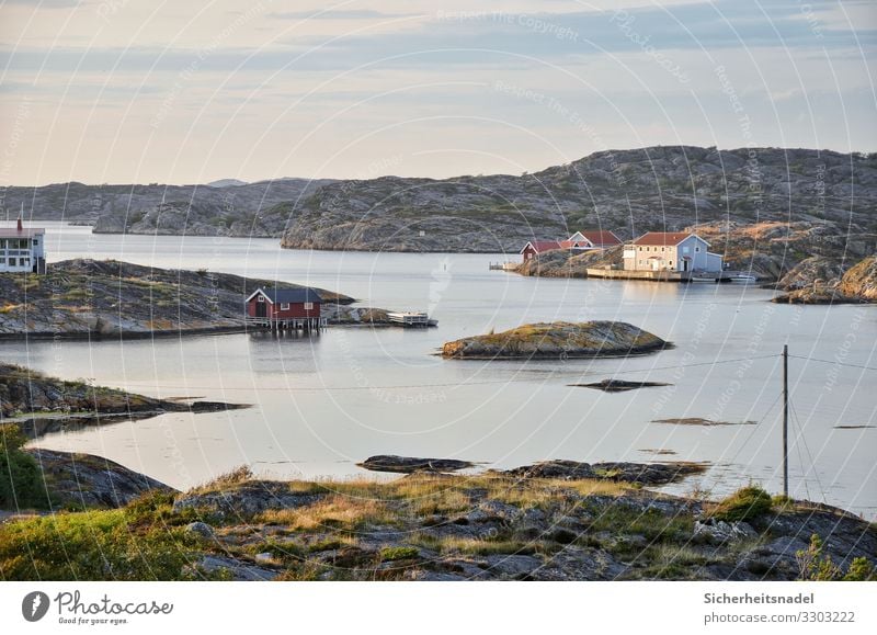 Schwedens Schären Natur Landschaft Wasser Sommer Schönes Wetter Hügel Felsen Küste Seeufer Bucht Riff Meer Gelassenheit ruhig Schwedenhäuser Farbfoto