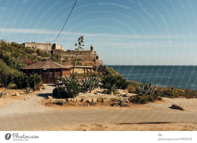 carcavelos Umwelt Natur Landschaft Wasser Wolkenloser Himmel Sommer Schönes Wetter Wärme Pflanze Küste Meer Portugal Europa Dorf Haus Palast Burg oder Schloss