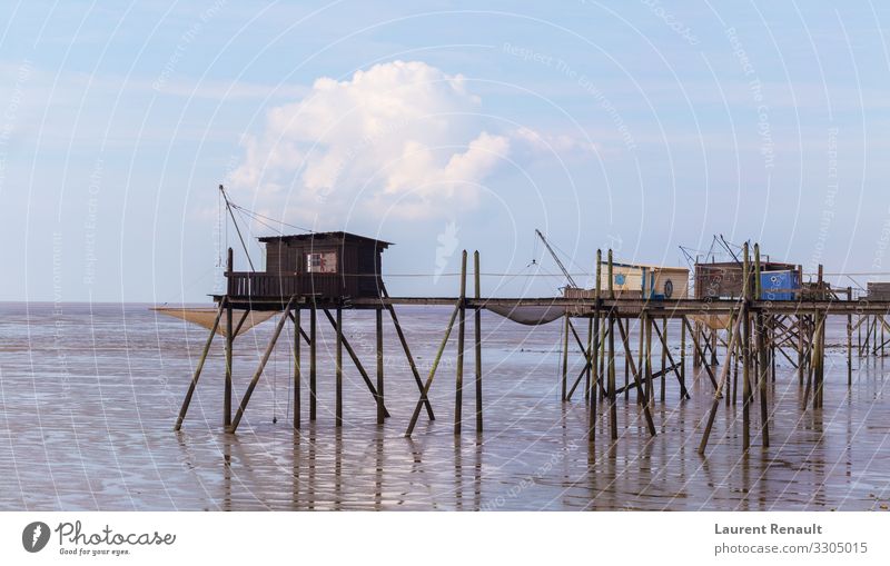 Hütten der Fischer in der Bucht Ferien & Urlaub & Reisen Tourismus Meer Natur Landschaft Küste maritim blau Frankreich Aquitaine Atlantik charente