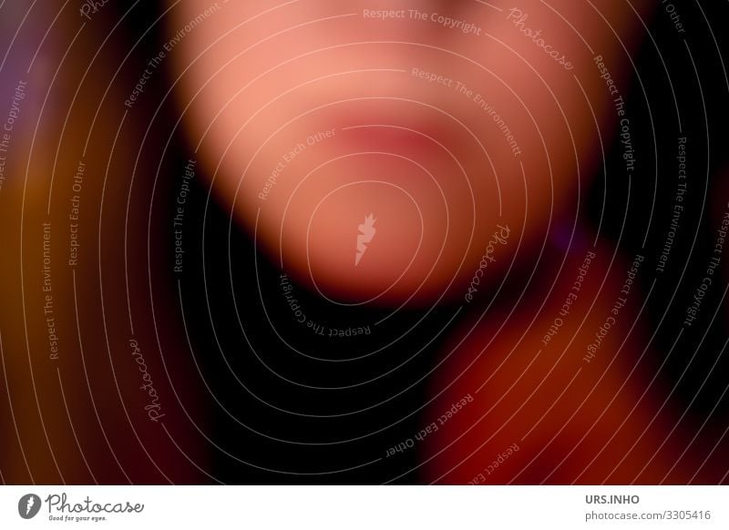 verschwommene Gedanken | Teil eines Gesichtes Mensch feminin Frau Erwachsene Mund Lippen 1 18-30 Jahre Jugendliche braun orange rot schwarz Vorsicht ruhig