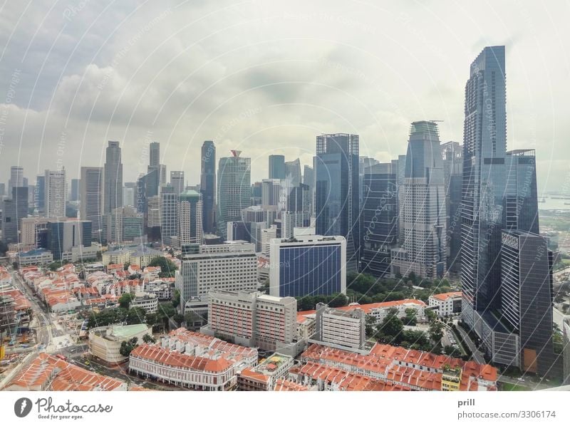 Singapore aerial view Insel Haus Kultur Stadt Skyline Hochhaus Bauwerk Gebäude Architektur Wahrzeichen authentisch stadtstaat Asien Südostasien