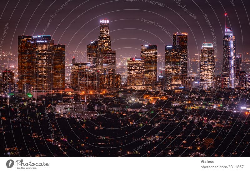 Los Angeles II Kalifornien Amerika USA Skyline Nacht dunkel Beleuchtung Hollywood Stadt Langzeitbelichtung Weitwinkel Lichtermeer