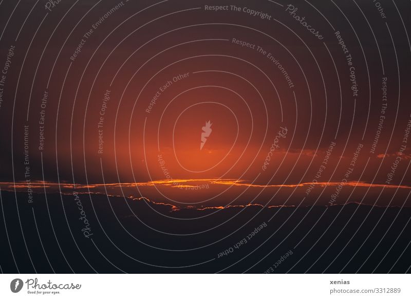 Roter Himmel mit Sonnenuntergang Wolken Sonnenaufgang Sonnenlicht Klima Klimawandel Wetter dunkel Unendlichkeit orange rot schwarz Abenteuer Beginn