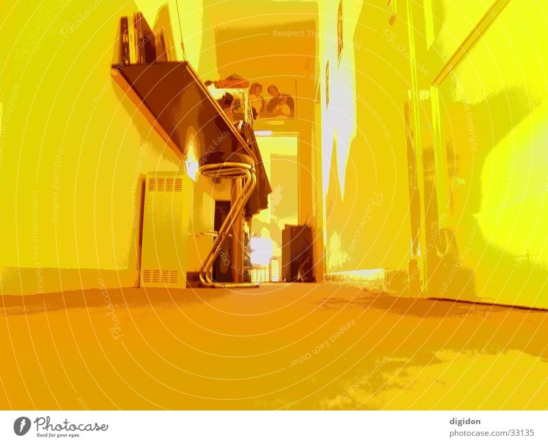 Yellow eye Raum gelb Weitwinkel Wohnung Fototechnik Tür