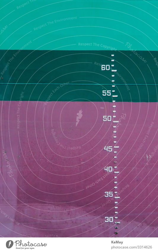 Schiffsmarken Schifffahrt Wasserfahrzeug Skala Metall Zeichen Ziffern & Zahlen Schilder & Markierungen maritim mehrfarbig grün rosa Stress Kontrolle Schwerpunkt