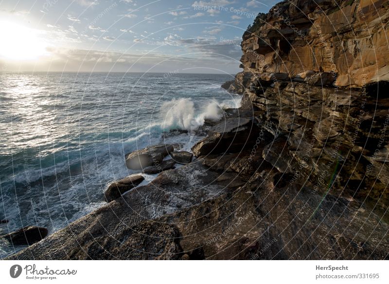 Morgen in Bronte Ferien & Urlaub & Reisen Tourismus Ferne Sommerurlaub Natur Landschaft Wasser Schönes Wetter Felsen Wellen Küste Strand Bucht Meer Pazifik