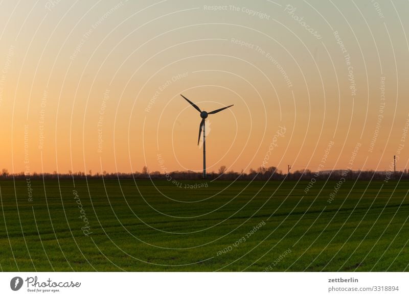 Windrad am Horizont altenkirchen Dorf Dämmerung Ferne Fischerdorf Insel juliusruh Küste Landschaft Mecklenburg-Vorpommern Menschenleer Nebensaison Ostsee Rügen