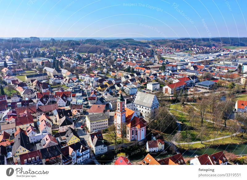 Krumbach schön Tourismus Ausflug Sightseeing Städtereise Sommer Sonne Wetter Stadt Altstadt Architektur Sehenswürdigkeit Wahrzeichen Denkmal historisch blau