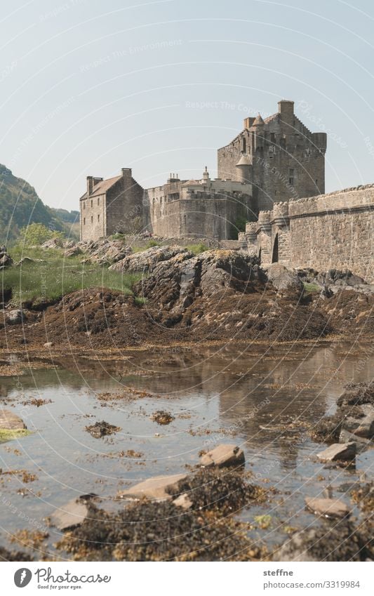 Burg in Schottland Meer Isle of Skye Natur Landschaft Urlaubsstimmung Außenaufnahme Reisefotografie Insel Tourismus Romantik Sehenswürdigkeit Ebbe Mittagszeit