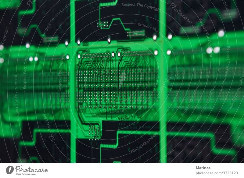 Hintergrund zur Technologie von Computer-Schaltkreisen. Design Industrie Medienbranche Telekommunikation Technik & Technologie grün Motherboard elektronisch