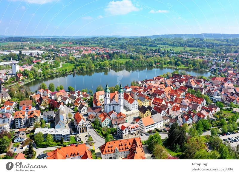 Bad Waldsee schön Tourismus Ausflug Sightseeing Städtereise Sommer Sonne Wolken Wetter Stadt Altstadt Skyline Architektur Dach Sehenswürdigkeit Wahrzeichen