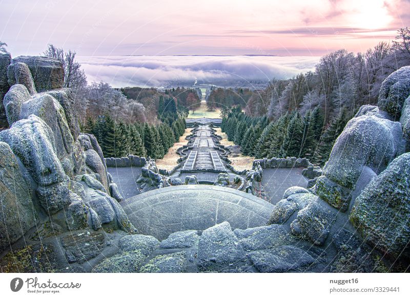 Kassel unter einer Nebeldecke Ferien & Urlaub & Reisen Tourismus Ausflug Berge u. Gebirge wandern Kunstwerk Architektur Umwelt Natur Landschaft Himmel Wolken