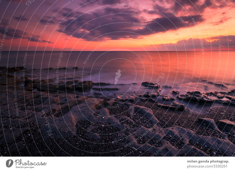 Kreta. Strand Meer Natur Sand Felsen Küste Gelassenheit Europa mediterran Griechenland Crete Ierapetra Strand von St. Andrew Meereslandschaft Sonnenuntergang