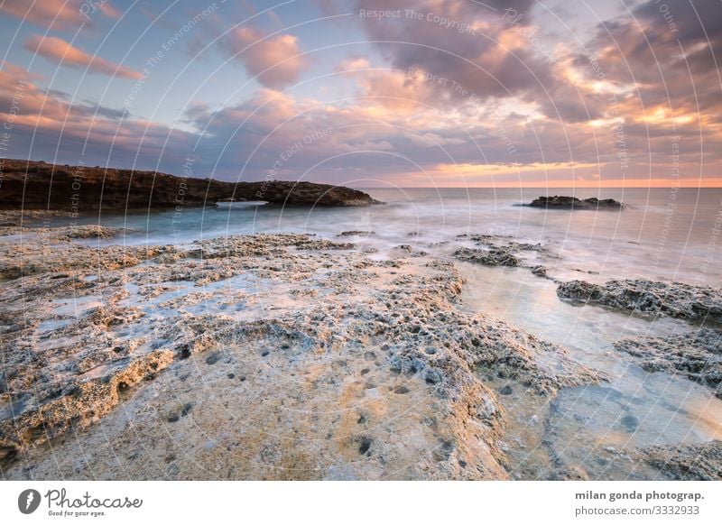 Kreta. Strand Meer Natur Küste Gelassenheit ruhig Europa mediterran Griechenland Crete Lasithi Goudouras Atherina-Strand Sonnenuntergang Felsbogen