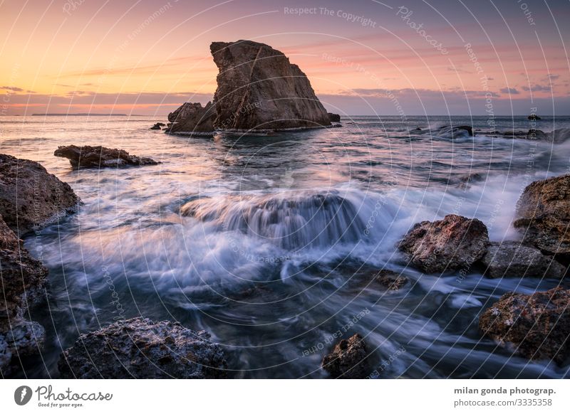 Kreta. Strand Meer Natur Felsen Küste Stimmung Europa mediterran Griechenland Crete Lasithi Kalo Nero Meereslandschaft Seeschornstein Morgen Sonnenaufgang