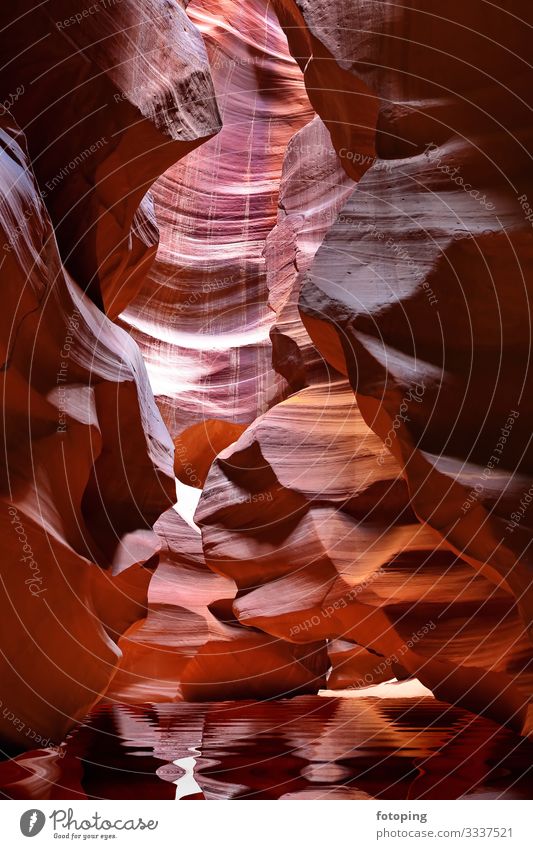 Antelope Canyon in Arizona schön Ferien & Urlaub & Reisen Tourismus Natur Landschaft Sand Luft Wasser Felsen Schlucht Sehenswürdigkeit Stein leuchten rot