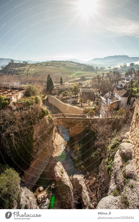 Ronda El Tajo Schlucht Ferien & Urlaub & Reisen Städtereise Natur Landschaft Urelemente Winter Klima Schönes Wetter Nebel Hügel Spanien Europa Dorf Stadt Haus