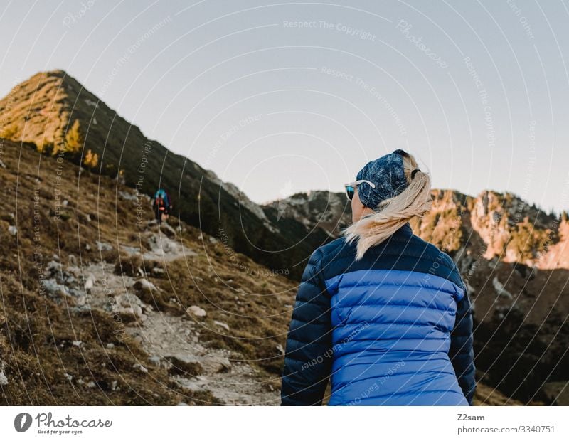 Wandern auf dem Brecherspitz | Bayern brecherspitze wandern bayern gebirge alpen gipfel wald panorama gehen sportlich gebüsch warm herbst grün braun frau